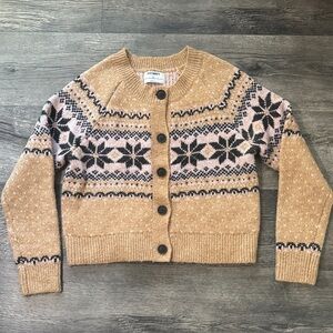 Old Navy Tan Patterned Winter Cardigan Size XS